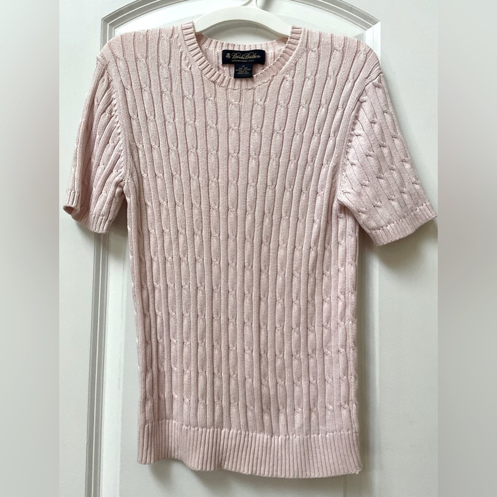 Brooks Brothers Cable Knit Short Sleeve Sweater